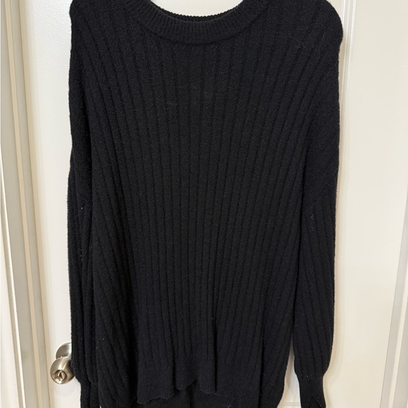 Aerie Black Ribbed Crew Neck Sweater - Picture 1 of 3